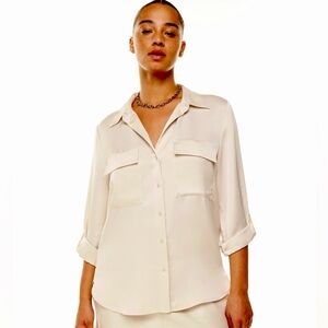 Babaton Utility Button Up Shirt in Light Tan 100% Lyocell Size M